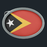 Boucle De Ceinture Ovale Pavillon du Timor oriental<br><div class="desc">Drapeau patriotique du Timor Oriental.</div>