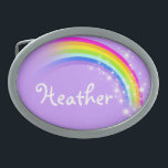 Boucle de ceinture ovale pourpre pâle<br><div class="desc">La boucle de ceinture nommée d'arc-en-ciel,  actuellement indique,  Heather ou personnalise avec le nom de votre choix (jusqu'à 7 lettres seulement). Conception inspirée des nombreux beaux arcs-en-ciel ici dans Victoria,  Australie. Article conçu exclusivement par Sarah Trett.</div>