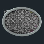 Boucle De Ceinture Ovale Rejoint au Crossroads Belt Buckle<br><div class="desc">Un motif complexe de croix et de cercles gris qui s'entrelacent sur un arrière - plan noir avec juste un soupçon de couleur.</div>