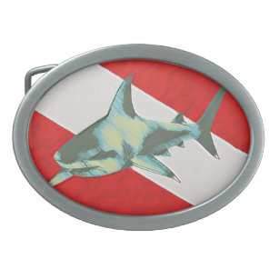 Boucle De Ceinture Ovale requin-drapeau de plongée