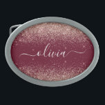 Boucle De Ceinture Ovale Rose Bourgogne Gold Blush Pink Parties scintillant<br><div class="desc">Burgundy et or Rose - Blush Pink Sparkle Parties scintillant Script Monogramme Nom Ceinture Boucle. Cela rend la graduation parfaite, doux 16 16ème, 18ème, 21ème, 30ème, 40ème, 50ème, 60ème, 70ème, 80ème, 90ème, 100ème anniversaire, mariage, douche nuptiale, anniversaire, baby shower ou cadeau de fête de bachelorette pour quelqu'un qui aime les...</div>