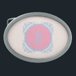 Boucle De Ceinture Ovale Rose et bleu personnalisés<br><div class="desc">raffiné</div>