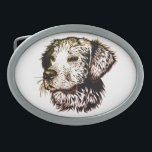 Boucle De Ceinture Ovale Sketch Brown<br><div class="desc">Un jeune chien esquissé en brun - portrait de tête</div>