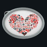 Boucle De Ceinture Ovale Soyez avec l'Ukraine lettrage et coeur<br><div class="desc">Art populaire illustration coeur et lettrer dans le folklore ukrainien style coeur, forme, Pureté, Allégorie, signe de paix, symbole de paix, paix, pas de guerre, arrêter la guerre, anti-guerre, Ukraine, ukrainien, ethno-motif, fier, Etat, gouvernement, Signal, Symbole, Liberté, National, Pays, Indépendance, motif, ethno, art populaire, folklore, Zelenski, Kiev, Kiev, UA, Patriov...</div>