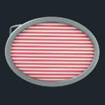 Boucle De Ceinture Ovale Sucre de canne rouge et blanc simple horizontal tr<br><div class="desc">Sucre de canne Rouge et blanc Simple Horizontal striped.</div>