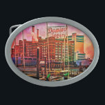 Boucle De Ceinture Ovale Sucres Domino à Dawn, Baltimore, Maryland<br><div class="desc">Voici une image immaculée de Baltimore Historic Landmark : Domino Sugars Factory,  situé dans le quartier de Locust Point,  sur le front de mer de Baltimore. C'était au printemps et à l'aube un matin clair quand Chet Dembeck,  propriétaire de Celtic-Brother Art Designs,  a capturé cette image époustouflante.</div>