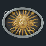 Boucle De Ceinture Ovale Symbole de Louis XIV le Roi Soleil<br><div class="desc">Symbole de Louis XIV le Roi Soleil (Roi Soleil) sur la porte d'or du Château de Versailles avec arrière - plan noir</div>
