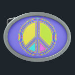 Boucle De Ceinture Ovale Symbole PAIX avec des couleurs remplies<br><div class="desc">Pop Art par EDDA Fröhlich / EDDArt | pour les années 60 / les années 70 - Flower Power Amateurs de paix - Make Love Not War | Pour d'autres designs et produits n'hésitez pas à me contacter : contact@eddart.de ou à jeter un oeil ici : www.zazzle.com/store/eddartshop ou ici :...</div>