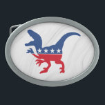 Boucle De Ceinture Ovale T-Rex patriotique anti-politique<br><div class="desc">Fatigué de la politique ? Épuisé par tous les drames de gauche et de droite ? Entrez dans le T-Rex, le dinosaure politique ultime en rouge, blanc et bleu ! Avec des étoiles à travers son corps et une silhouette féroce, ce T-Rex est là pour rappeler à tous que parfois,...</div>
