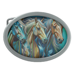 Boucle De Ceinture Ovale Trio des chevaux
