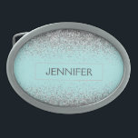 Boucle De Ceinture Ovale Turquoise Aqua Blue Silver Parties scintillant Gir<br><div class="desc">Aqua Blue Turquoise et Silver Sparkle Parties scintillant Monogramme Nom Ceinture Buckle. Cela rend la graduation parfaite, doux 16 16ème, 18ème, 21ème, 30ème, 40ème, 50ème, 60ème, 70ème, 80ème, 90ème, 100ème anniversaire, mariage, douche nuptiale, anniversaire, baby shower ou cadeau de fête de bachelorette pour quelqu'un qui aime les styles glam luxe...</div>