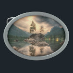 Boucle De Ceinture Ovale Voyages nature - Montagnes d'eau Paysage<br><div class="desc">Image de la nature du paysage de montagne avec lac pendant un orage.  frontiernow.com</div>