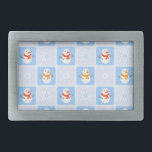 Boucle De Ceinture Rectangulaire À damiers hiver bonhomme de neige motif et flocons<br><div class="desc">À damiers hiver sans couture motif smowman et flocons de neige</div>