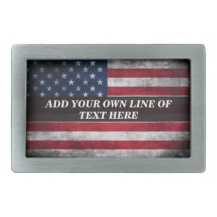 Boucle De Ceinture Rectangulaire Ajouter votre texte sur le drapeau américain