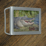 Boucle De Ceinture Rectangulaire Alligator Photographique Faune Monogramme<br><div class="desc">L'Alligator Américain de la Floride Everglades de près et personnel. Personnalisez-le avec les initiales de votre homme. Idéal pour les anniversaires,  les diplômes et la Fête des pères,  cet étincelant sourit avec un sourire aux dents pointues. C'est une photographie originale de la faune par JLW_PHOTOGRAPHY.</div>