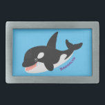 Boucle De Ceinture Rectangulaire Amusante baleine orque mignonne dessin animé<br><div class="desc">Ce design mignon présente un joli sourire orque soufflant des bulles pour le plaisir!</div>
