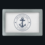Boucle De Ceinture Rectangulaire Ancre nautique Nom du bateau Marine Blue Boat Cust<br><div class="desc">Ajoutez le nom et l'emplacement de votre bateau ou capitaine en cliquant sur le bouton "Personnaliser" ci-dessus. Naviguez avec élégance avec notre swag nautique personnalisé, le compagnon ultime de vos aventures maritimes. Cette boucle à ceinture présente un design mignon inspiré des merveilles de l'océan, avec des motifs maritimes classiques comme...</div>