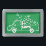 Boucle De Ceinture Rectangulaire Aperçu camion de Noël Père Noël vue côté voiture<br><div class="desc">Vue latérale du camion de Noël avec texte</div>