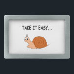 Boucle De Ceinture Rectangulaire Apportez-le facilement mignon escargot de dessin<br><div class="desc">Le message de l'escargot est : prenez-le facilement. Caractère de dessin animé original.</div>