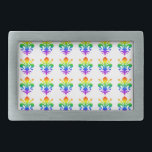Boucle De Ceinture Rectangulaire Arc-en-ciel<br><div class="desc">Fleur de lis arc-en-ciel personnalisé. Design original.</div>