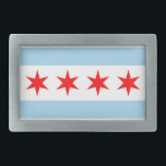 Boucle De Ceinture Rectangulaire Belt Buckle avec drapeau de Chicago, Illinois Stat<br><div class="desc">Accessoire avec air urbain en utilisant cette boucle élégante à ceinture avec le drapeau de Chicago! Réalisée avec des matériaux de haute qualité et une attention minutieuse aux détails, cette boucle à ceinture présente magnifiquement le design iconique du drapeau de Chicago - avec des rayures horizontales bleues et quatre étoiles...</div>