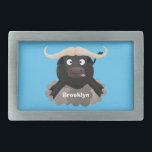 Boucle De Ceinture Rectangulaire Caricature amusante de buffle d'eau courante<br><div class="desc">Amusement du buffle d'eau ! Tout droit sorti d'un safari,  ce design présente un bison ridicule de style dessin animé.</div>