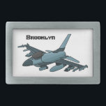 Boucle De Ceinture Rectangulaire Caricature d'avion de chasse militaire<br><div class="desc">Pour les fans d'avions de chasse. Cette conception présente un jet militaire en dessin animé.</div>