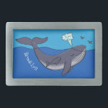 Boucle De Ceinture Rectangulaire Caricature de baleine mignonne et de baleine de ve<br><div class="desc">Ce dessin est composé d'un dessin animé de baleine et de veau qui vous apportera une touche de fantaisie.</div>