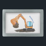 Boucle De Ceinture Rectangulaire Caricature de la pelle orange<br><div class="desc">Cette mignonne pelle orange est des rochers pour le déjeuner. Rejoignez l'équipe de construction dans un style de dessin animé amusant!</div>