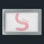 Boucle De Ceinture Rectangulaire Caricature de vers de terre rose joli<br><div class="desc">Ce joyeux ver de terre rose est très amusant ! Dessiné dans le style de ver de dessin animé mignon!</div>
