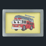 Boucle De Ceinture Rectangulaire Caricature du moteur de feu joyeux<br><div class="desc">Ce moteur cool de tir de dessin animé est prêt pour toute urgence !</div>