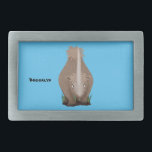 Boucle De Ceinture Rectangulaire Caricature en élasmère de rhinocéros laineux<br><div class="desc">De l'ère glaciaire. Ce mignon rhinocéros laineux (la licorne d'origine) est prêt à se charger ! Dessiné dans un style d'illustration de dessin animé amusant.</div>