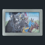 Boucle De Ceinture Rectangulaire chevaliers médiévaux historiques jouant sur les ch<br><div class="desc">Cette boucle à seins unique a l'un de mes tableaux préférés, les chevaliers jouant sur la peinture à cheval est intitulé "Les Quatre Chevaliers de la Fête de la Forêt". Je l'ai peinte à partir d'une photo que j'ai prise quand j'étais au Forest Festival sur Chingford Plains au Royaume-Uni. Le...</div>