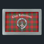 Boucle De Ceinture Rectangulaire Clan Robertson Crest Badge & Tartan<br><div class="desc">Ecosse Clan Robertson insigne crête & texte personnalisable sur clan tartan arrière - plan</div>