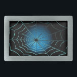 Boucle De Ceinture Rectangulaire Cool Blue Spider Web<br><div class="desc">art numérique cool d'une toile de cobaye illuminée par une lueur bleue.</div>