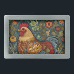 Boucle De Ceinture Rectangulaire Coq rétro chic poulet de campagne<br><div class="desc">Coq rétro chic poulet de campagne</div>