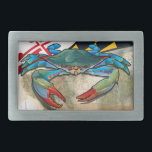 Boucle De Ceinture Rectangulaire Crabe bleu du Maryland<br><div class="desc">Notre hommage au crabe bleu de la baie de chesapeake et du Maryland.</div>