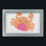 Boucle De Ceinture Rectangulaire Crabe caricaturale orange<br><div class="desc">Un mignon crabe orange. Effet Texture appliqué à l'image.</div>