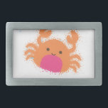 Boucle De Ceinture Rectangulaire Crabe caricaturale orange<br><div class="desc">Un mignon crabe orange. Effet Texture appliqué à l'image.</div>
