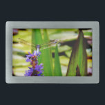 Boucle De Ceinture Rectangulaire Dragonfly lotus and purple flower<br><div class="desc">Photo prise par Sandy Closs au lac Arrowhead. dragon,  mouche,  mouches,  libellules,  libellules,  libellules,  volants,  dragons,  dragons,  insectes,  insectes,  jardin,  nature,  croissance,  plantes,  libellules et mouches, </div>