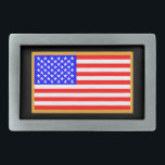 Boucle De Ceinture Rectangulaire Drapeau américain<br><div class="desc">Drapeau US bleu à gauche</div>