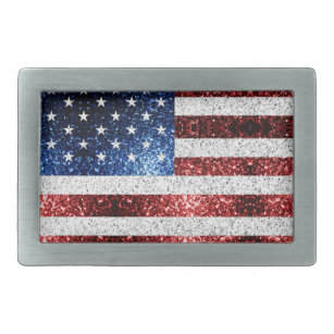 Boucle De Ceinture Rectangulaire drapeau américain rouge blanc brillant parties sci