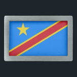 Boucle De Ceinture Rectangulaire Drapeau Congo Kinshasa<br><div class="desc">Drapeau patriotique de la République démocratique du Congo.</div>