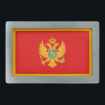 Boucle De Ceinture Rectangulaire Drapeau du Monténégro<br><div class="desc">Drapeau patriotique du Monténégro.</div>