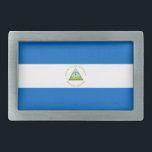 Boucle De Ceinture Rectangulaire Drapeau du Nicaragua<br><div class="desc">Drapeau patriotique du Nicaragua.</div>