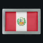 Boucle De Ceinture Rectangulaire Drapeau du Pérou<br><div class="desc">Drapeau patriotique du Pérou.</div>