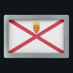 Boucle De Ceinture Rectangulaire Drapeau Jersey<br><div class="desc">Drapeau patriotique de Jersey.</div>