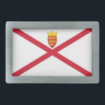 Boucle De Ceinture Rectangulaire Drapeau Jersey<br><div class="desc">Drapeau patriotique de Jersey.</div>