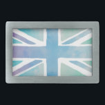 Boucle De Ceinture Rectangulaire Drapeau Pastel Blue Watercolor Union Jack<br><div class="desc">Drapeau Union Jack en bleu pastel et couleur pourpre pâle.</div>