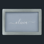 Boucle De Ceinture Rectangulaire Dusty Blue minimaliste moderne Monogramme élégant<br><div class="desc">Découvrez notre Dusty Blue Minimalist Modern Monogram Elegant Collection : Elevez votre style avec une sophistication sobre et un charme intemporel. Notre collection présente des motifs minimalistes dans une teinte bleu roux apaisante, rehaussée d'élégants monogrammes adaptés à votre goût personnel. De la papeterie raffinée aux accessoires polyvalents, chaque pièce de...</div>